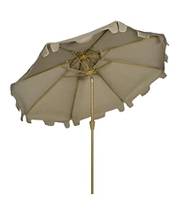 Outsunny 9' Patio Umbrella with Push Button Tilt and Crank, Double Top Ruffled Outdoor Market Table Umbrella with 8 Ribs, for Garden, Deck, Pool, Brow