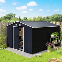 Outsunny 10.6 ft x 9.1 ft Outdoor Metal Storage Shed with 2 Doors,