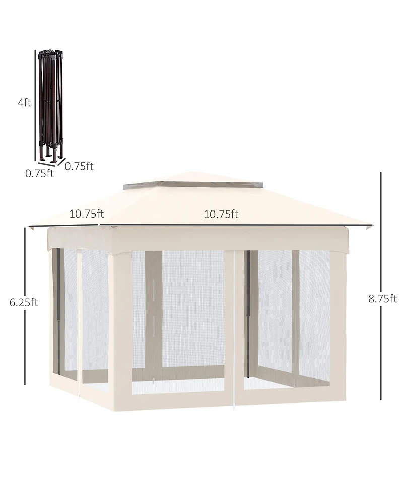 Outsunny 11' x Pop-Up Gazebo Canopy with Carrying Bag