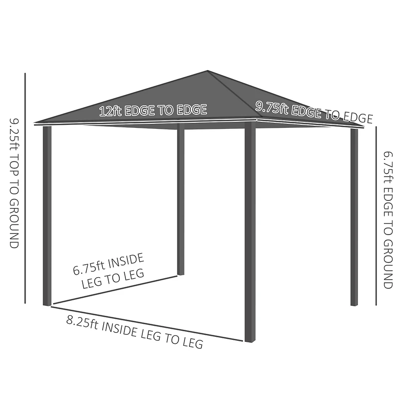 Outsunny 10' x 12' Metal Roof Hardtop Gazebo with Wood Grain Metal Frame