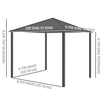Outsunny 10' x 12' Metal Roof Hardtop Gazebo with Wood Grain Metal Frame