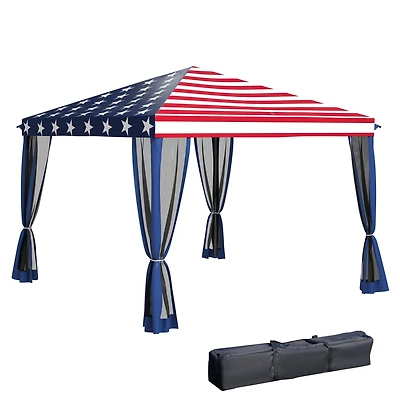 Large Pop-up Vendor Canopy w/ Long-Lasting Durability & Uv Sun Protection Flag