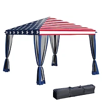 Large Pop-up Vendor Canopy w/ Long-Lasting Durability & Uv Sun Protection Flag