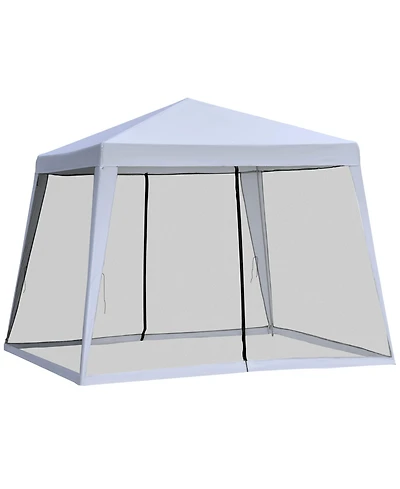 Outsunny Outdoor Sun Shade Gazebo Canopy Tent with Mesh Screen Walls -