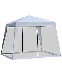 Outsunny Outdoor Sun Shade Gazebo Canopy Tent with Mesh Screen Walls -