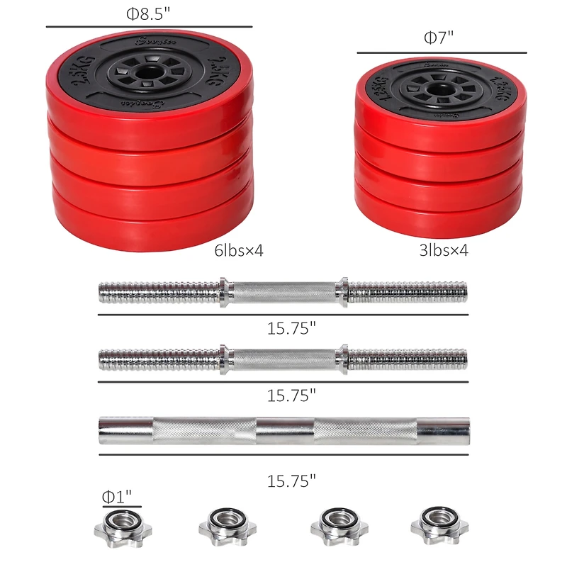 Soozier Barbell Dumbbells 2-in-1 Combo Free Weight Set, 44 lbs.