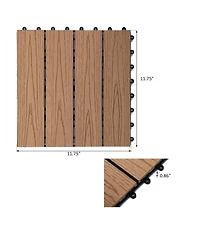 Outsunny 12" 11pc Wood-Plastic Composite Flooring Deck Interlocking Tiles