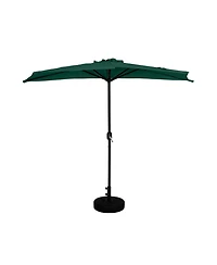 9 Ft Outdoor Half Market Umbrella with Black Round Weight Base Set