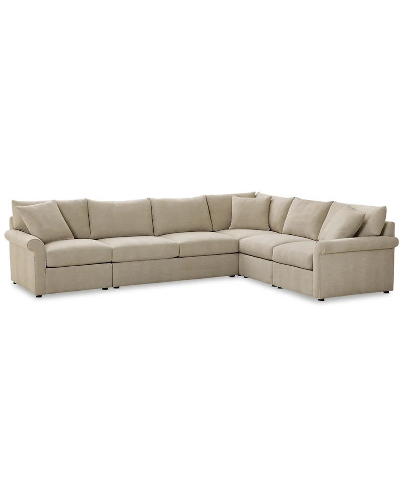 Closeout! Wrenley 137" 5-Pc. Fabric L-Shape Modular Sectional Sofa, Created for Macy's