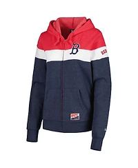 Women's New Era Heather Navy Boston Red Sox Colorblock Full-Zip Hoodie Jacket