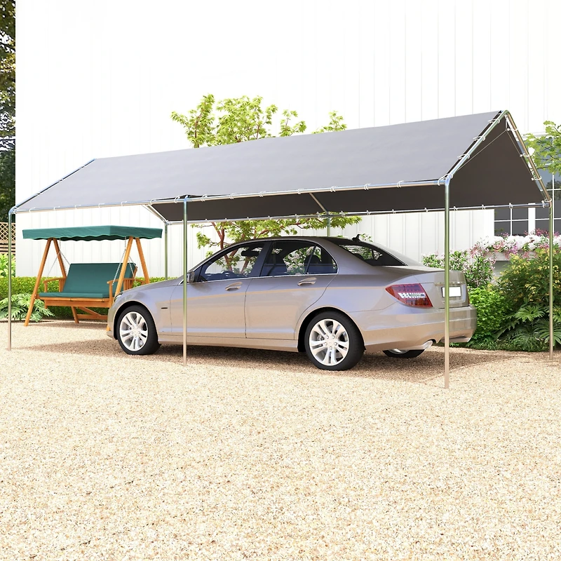 Outsunny 9.6' x 19.5' Carport w/ 3 Reinforced Steel Cables