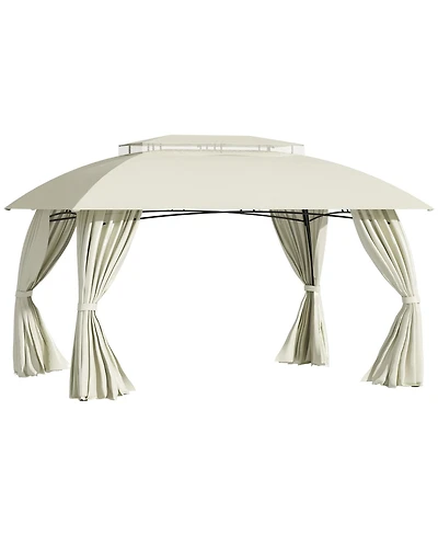 Outsunny 13' x 9' Patio Gazebo, Double Vented Roof, Curtains,