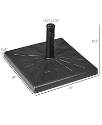 Outsunny 42lbs Resin Patio Umbrella Base, 20" Square Outdoor Umbrella Stand Holder for Parasol Poles 1.26", 1.5", and 1.9" Dia