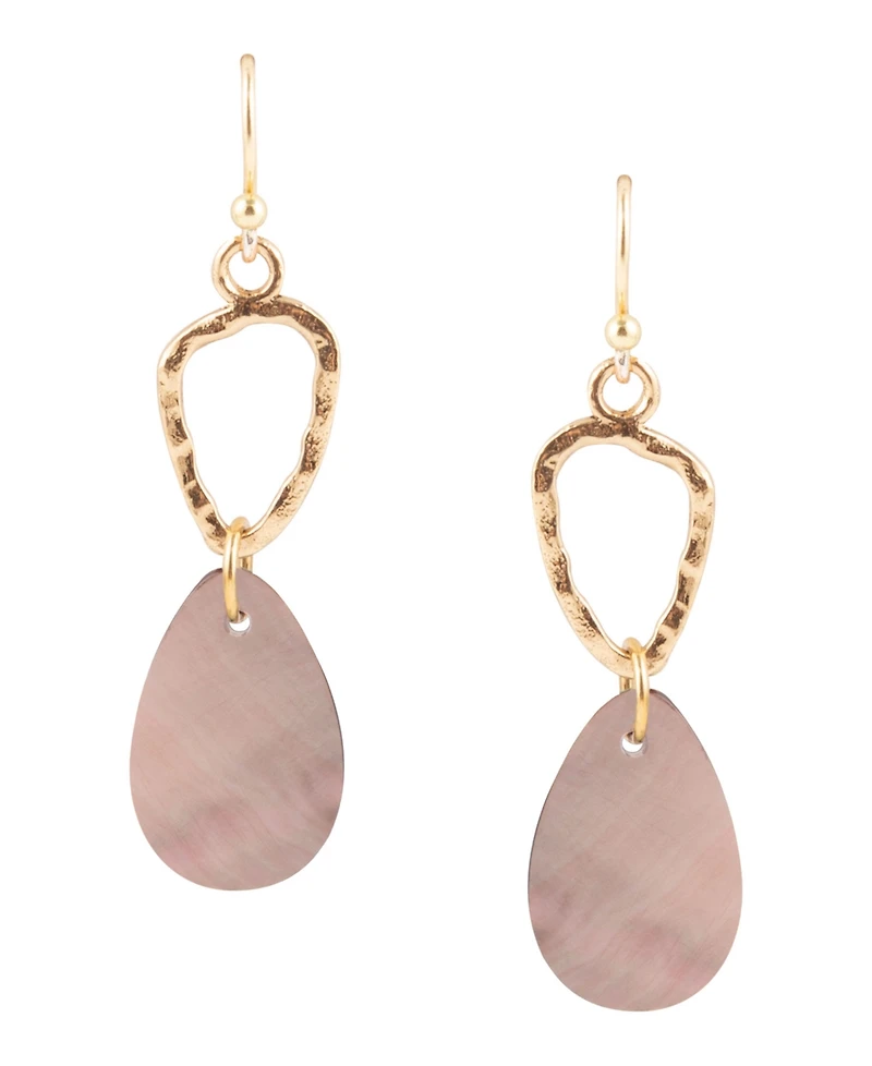 Barse Rose Bronze and Genuine Black Mother-of-Pearl Drop Earrings