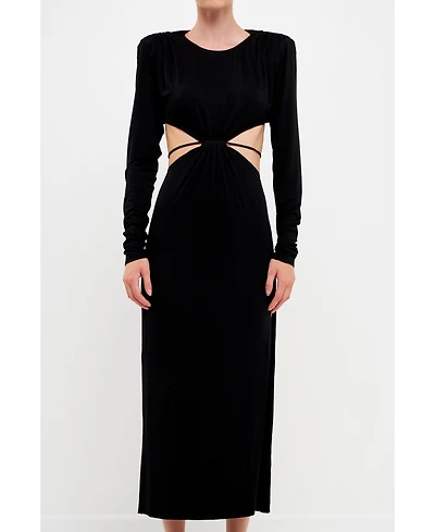 Grey Lab Women's Crossed Open Back Long Jersey Dress