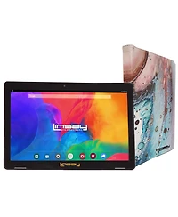 Linsay New 10.1" Tablet Octa Core 128GB Bundle with Space Marble Case Newest Android 13