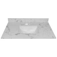 Streamdale Furniture 37 Inch Bathroom Vanity Top Stone Carrara New Style Tops With Rectangle Undermount