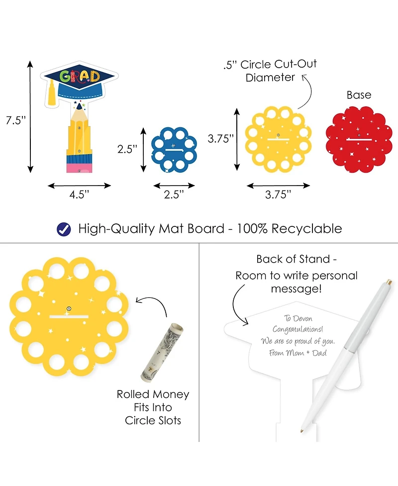 Big Dot of Happiness Elementary Grad Diy Kids Graduation Party Money Holder Gift Cash Cake