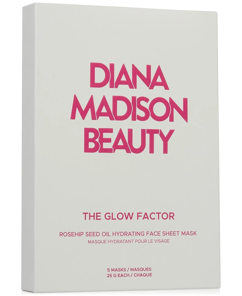 Diana Madison Beauty The Glow Factor Rosehip Seed Oil Hydrating Face Sheet Mask, 5-Pk.