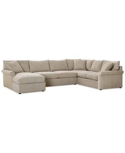 Closeout! Wrenley 138" 3-Pc. Fabric Sectional Chaise Sofa, Created for Macy's