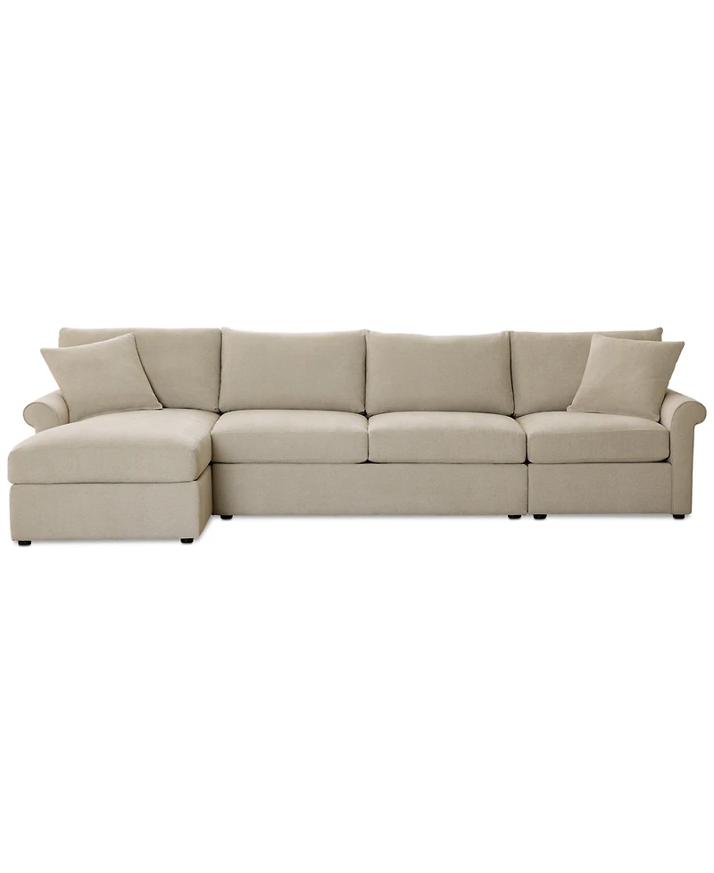 Closeout! Wrenley 134" 3-Pc. Fabric Sectional Chaise Sofa, Created for Macy's