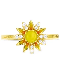 Cubic Zirconia & Hand-Painted Enamel Sun Ring