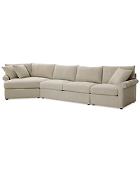 Closeout! Wrenley 166" 3-Pc. Fabric Cuddler Chaise Sectional Sofa, Created for Macy's