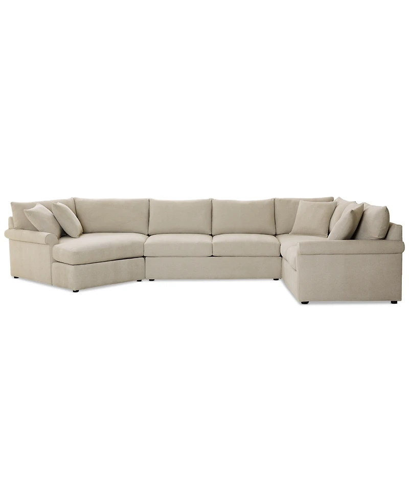 Closeout! Wrenley 170" 3-Pc. Fabric Sectional Cuddler Chaise Sofa, Created for Macy's