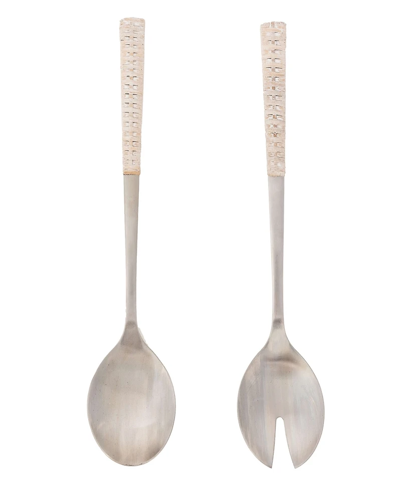 Artifacts Trading Company Artifacts Rattan Rattan Stainless-Steel Serving Pieces (Set of 2) - With Gift Box