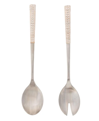 Artifacts Trading Company Artifacts Rattan Rattan Stainless-Steel Serving Pieces (Set of 2) - With Gift Box