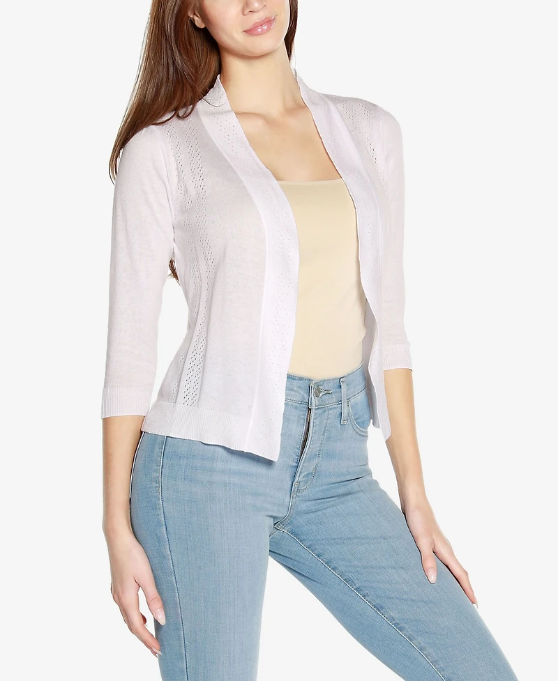 Belldini Women's 3/4 Sleeve Open Front Cardigan Sweater
