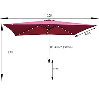 Simplie Fun 10 X 6.5FT Rectangular Patio Solar Led Lighted Outdoor Umbrellas With Crank And Push Button