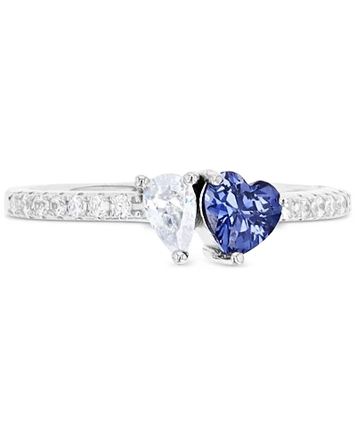 Cubic Zirconia Heart & Pear Two-Stone Ring