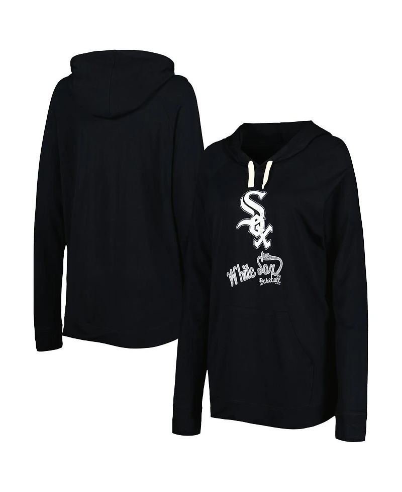 Women's Touch Black Chicago White Sox Pre-Game Raglan Pullover Hoodie