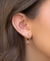 Girls Crew Faux Cubic Zirconia Cherry Sweet Hoop Earrings