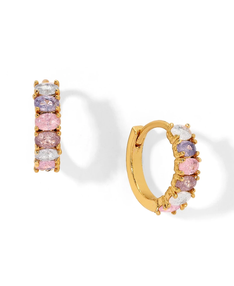 Girls Crew Enamel and Faux Cubic Zirconia Gradiant Dreaming about you Hoops Earrings