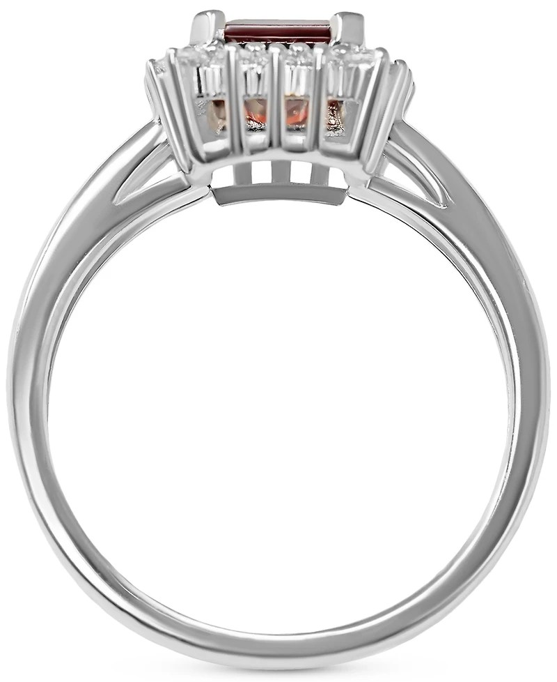 Garnet (1-3/4 ct. t.w.) & White Topaz (1/3 Halo Ring Sterling Silver (Also available Peridot)