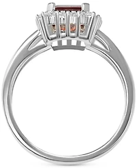 Garnet (1-3/4 ct. t.w.) & White Topaz (1/3 Halo Ring Sterling Silver (Also available Peridot)