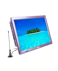 beFree Sound Portable Rechargeable 14 Inch Led Tv with Hdmi, Sd/Mmc, Usb, Vga, Av In/Out and Built-in Digital Tuner in Purple