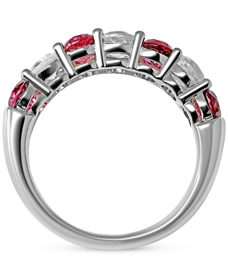 Rhodolite Garnet (1 ct. t.w.) & White Topaz (3/4 ct. t.w.) Band in Sterling Silver