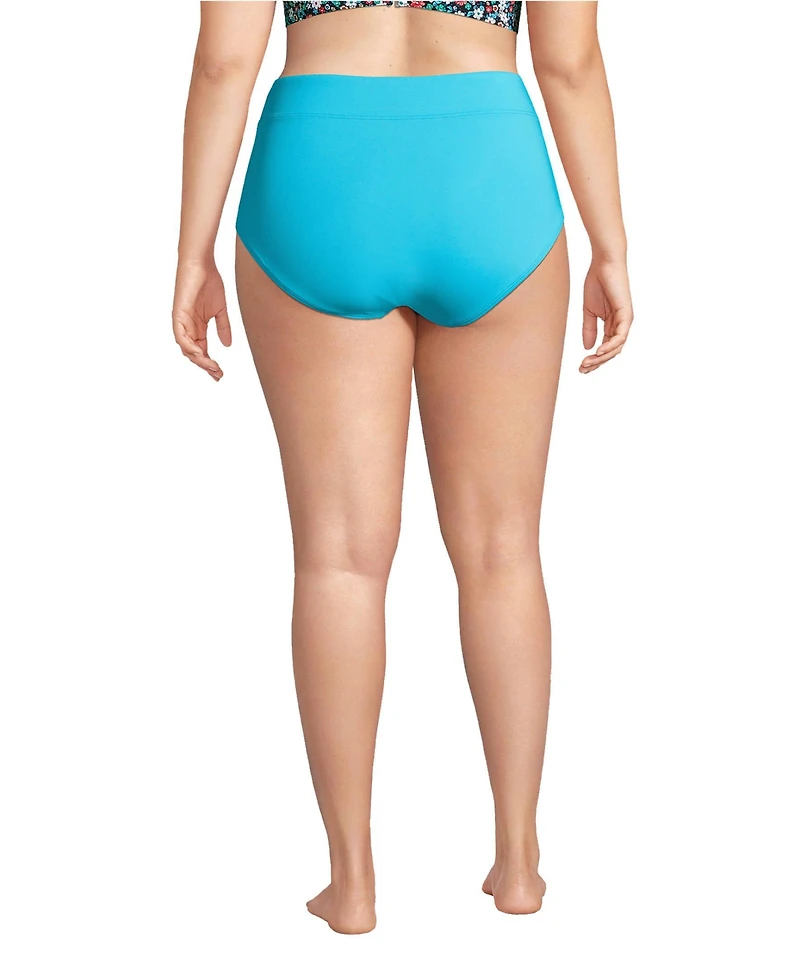 Lands' End Plus Tummy Control High Waisted Bikini Swim Bottoms