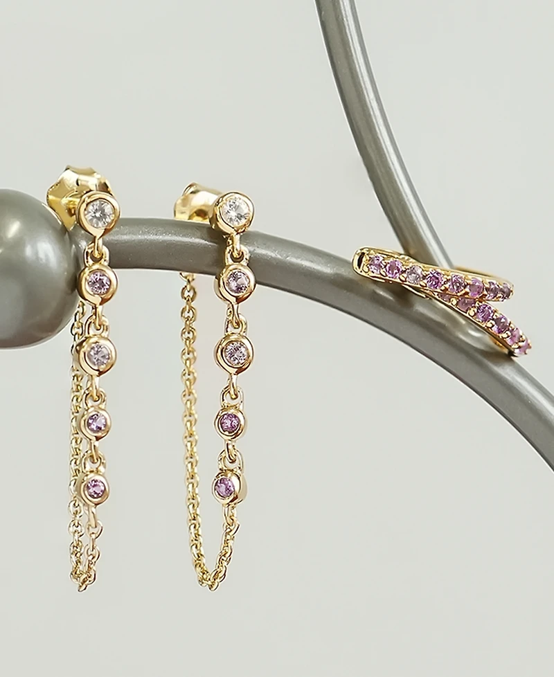 2-Pc. Set Amethyst (1/4 ct. t.w.) Hoop & Pink Amethyst (1/10 ct. t.w.) & Lab-grown White Sapphire (1/20 ct. t.w.) Drop Earrings in 14k Gold-Plated Ste