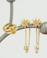 2-Pc. Set Citrine (3/8 ct. t.w.) & Lab-grown White Sapphire (1/20 ct. t.w.) Huggie Hoop and Chain Drop Earrings in 14k Gold-Plated Sterling Silver