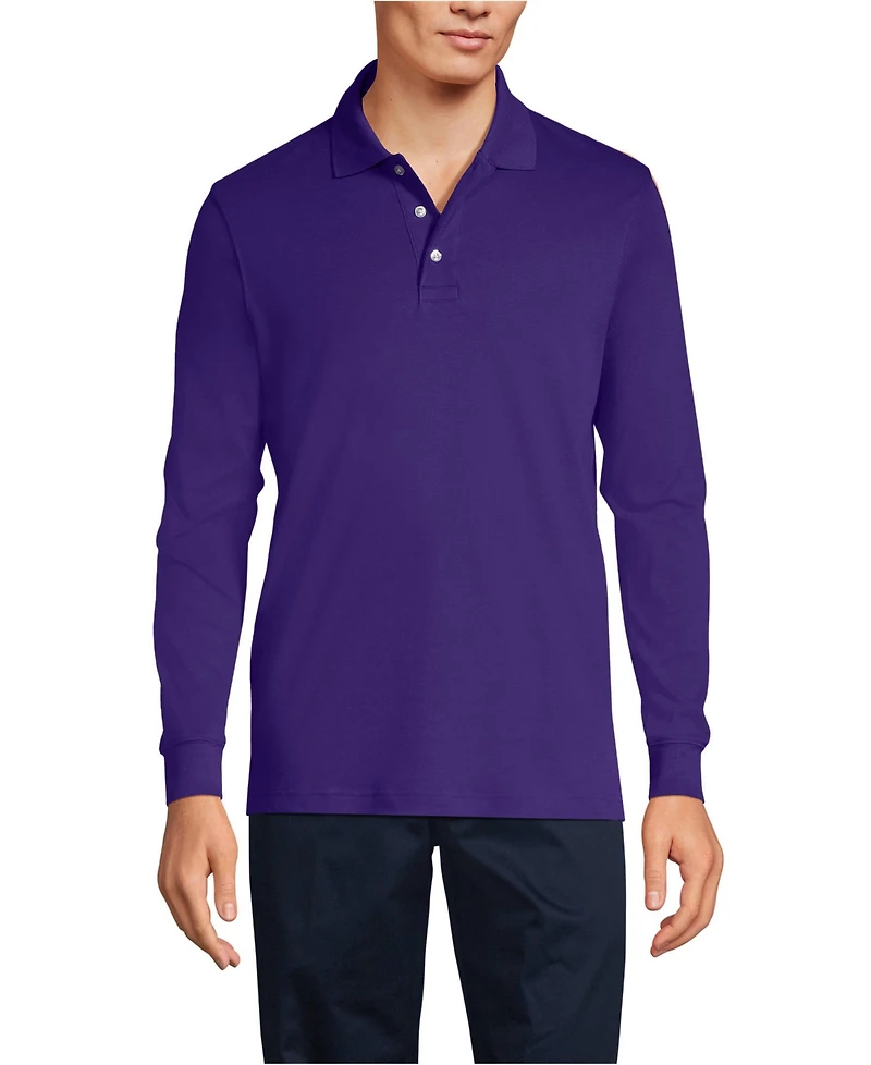 Lands' End Men's Long Sleeve Interlock Polo Shirt