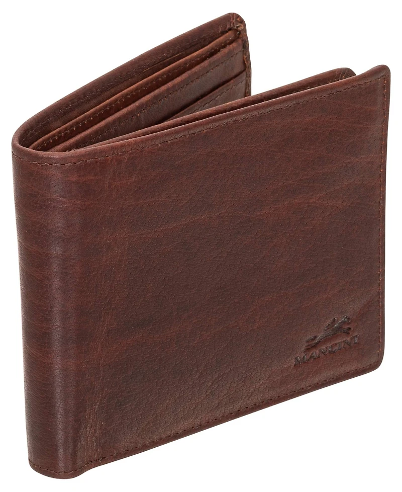 Mancini Men's Buffalo Rfid Secure Center Wing Billfold Wallet