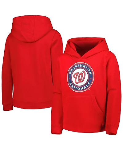 Big Boys and Girls Red Washington Nationals Team Primary Logo Pullover Hoodie
