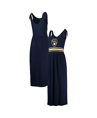 Women's G-iii 4Her by Carl Banks Navy Milwaukee Brewers Game Over Maxi Dress