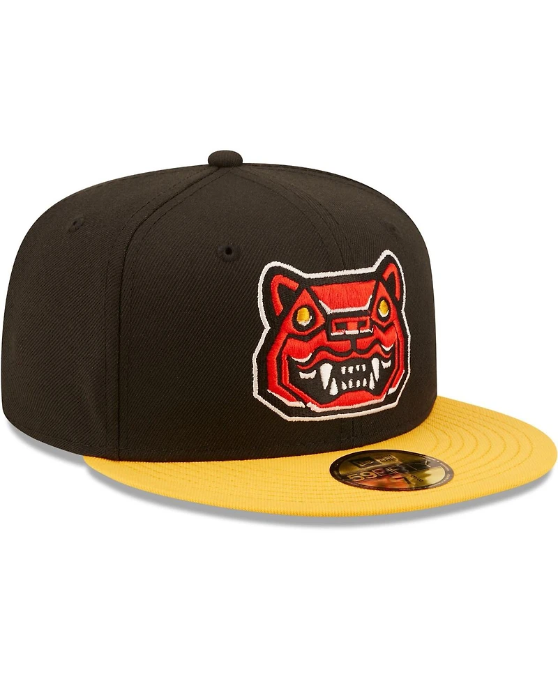 Men's New Era Black, Yellow Gatos Feroces De Hampshire Copa La Diversion 59FIFTY Fitted Hat