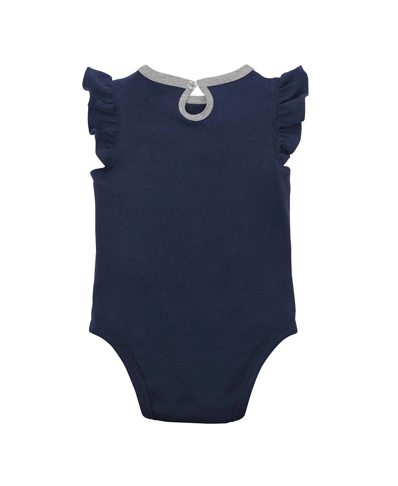Newborn and Infant Boys Girls Navy, Heather Gray New York Yankees Three-Piece Love of Baseball Bib, Bodysuit Booties Set
