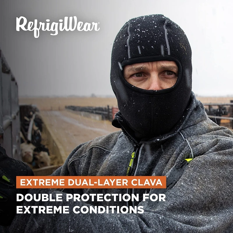 RefrigiWear Men's Extreme Dual-Layer Clava - Insulated, Windproof, Moisture-Wicking, Warm Winter Balaclava for Cold Weather